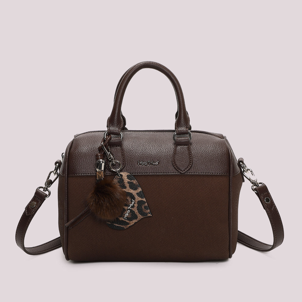 BORSA A BAULETTO CON CHARM E CUORE MIMI' MUA' COLORE MORO