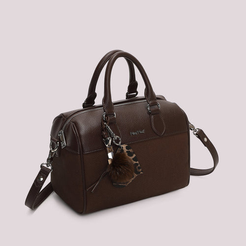 BORSA A BAULETTO CON CHARM E CUORE MIMI' MUA' COLORE MORO