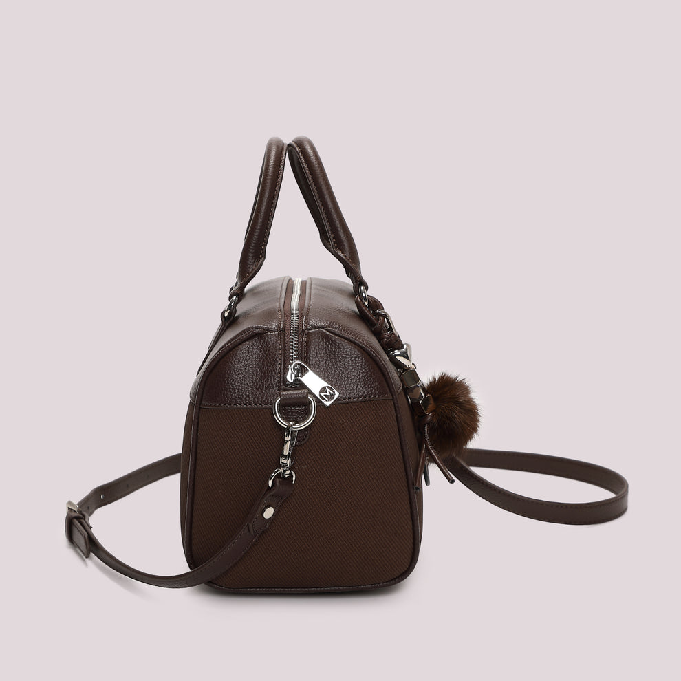 BORSA A BAULETTO CON CHARM E CUORE MIMI' MUA' COLORE MORO