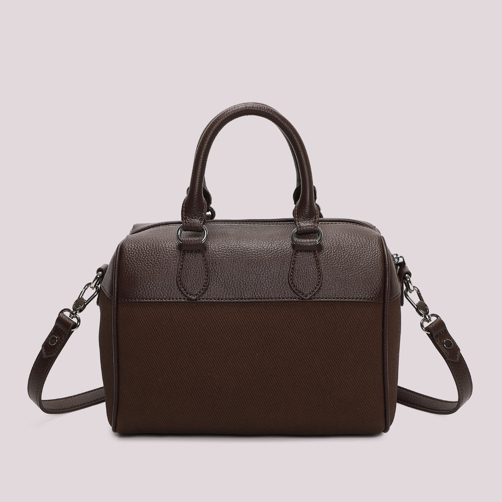 BORSA A BAULETTO CON CHARM E CUORE MIMI' MUA' COLORE MORO