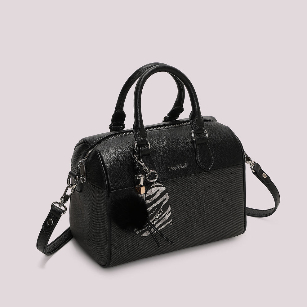 BORSA BAULETTO CON CHARM E CUORE MIMI' MUA' COLORE NERO