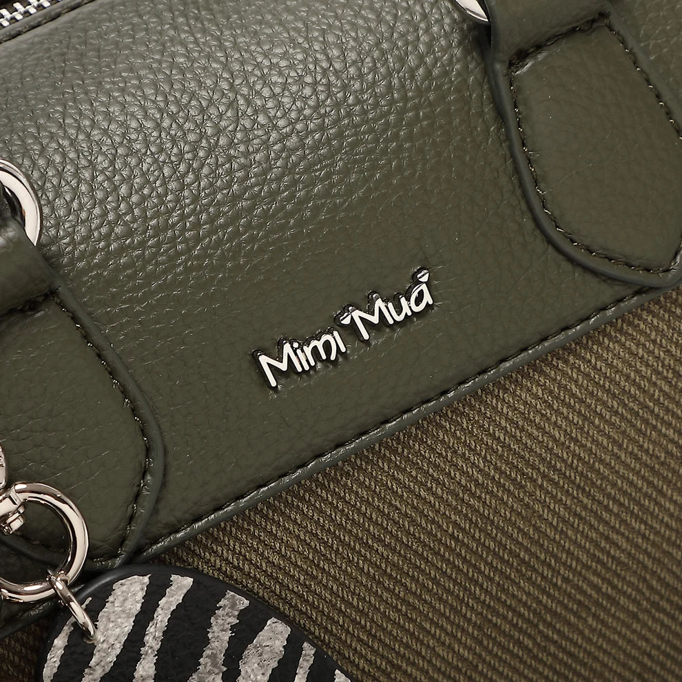 BORSA A BAULETTO CON CHARM E CUORE MIMI' MUA' COLORE VERDE MILITARE