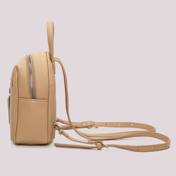 ZAINO PICCOLO TAUPE CON CHARM FIORE MIMI' MUA'