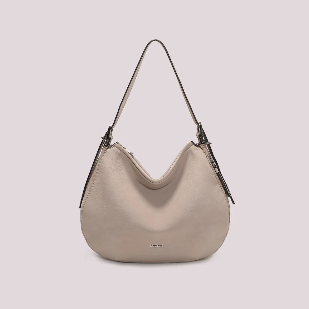 BORSA A SPALLA CON FIANCHI EFFETTO CAMSOCIO MIMI' MUA' COLORE BEIGE