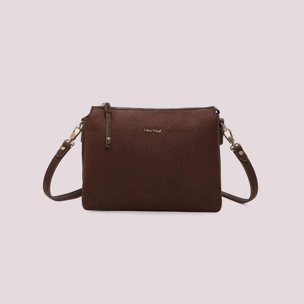 BORSA A TRACOLLA COLORE MORO MIMI' MUA' FIANCHI EFFETTO CAMOSCIO