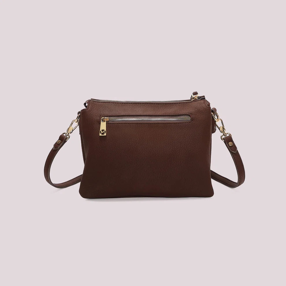 BORSA A TRACOLLA COLORE MORO MIMI' MUA' FIANCHI EFFETTO CAMOSCIO