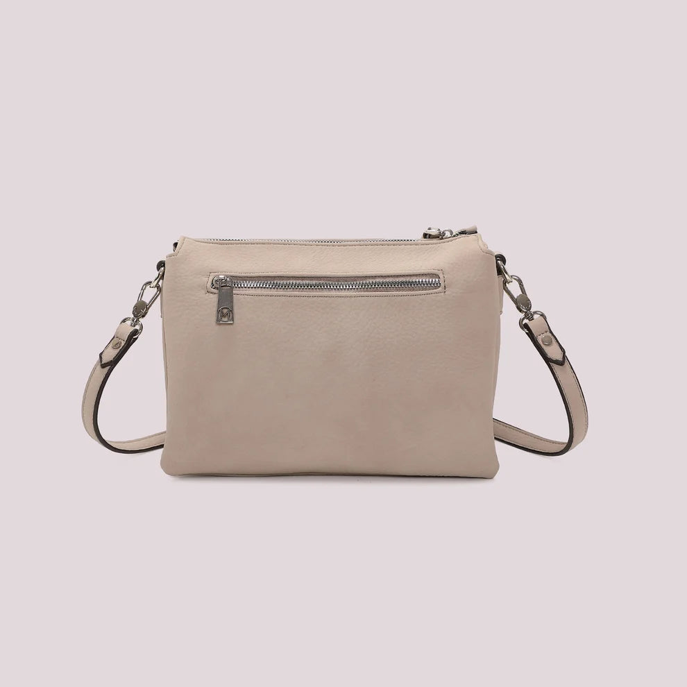 BORSA  A TRACOLLA BEIGE MIMI' MUA' FIANCHI EFFETTO CAMOSCIO