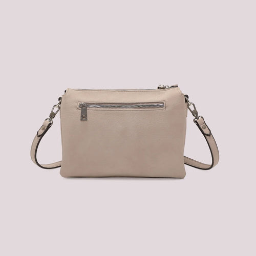 BORSA  A TRACOLLA BEIGE MIMI' MUA' FIANCHI EFFETTO CAMOSCIO
