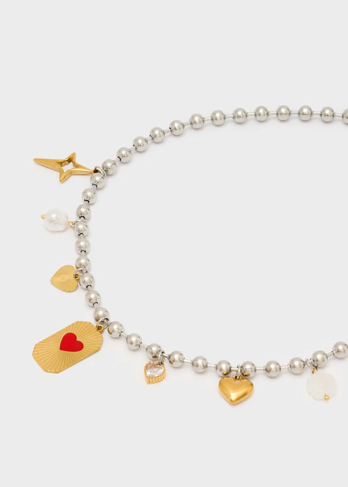 COLLANA MULTICIONDOLO ACCIAIO NALI