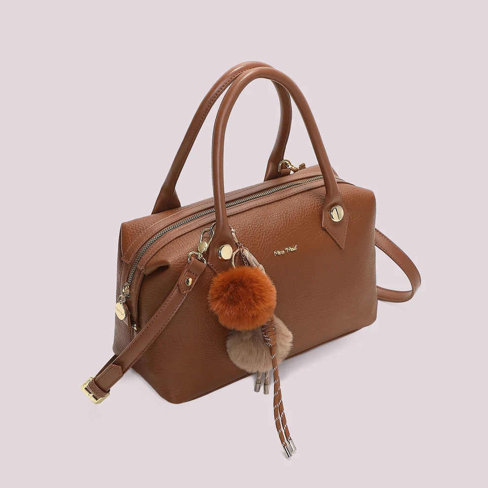 BORSA BAULETTO MIMI' MUA' MARRONE CON DETTAGLIO APPESO