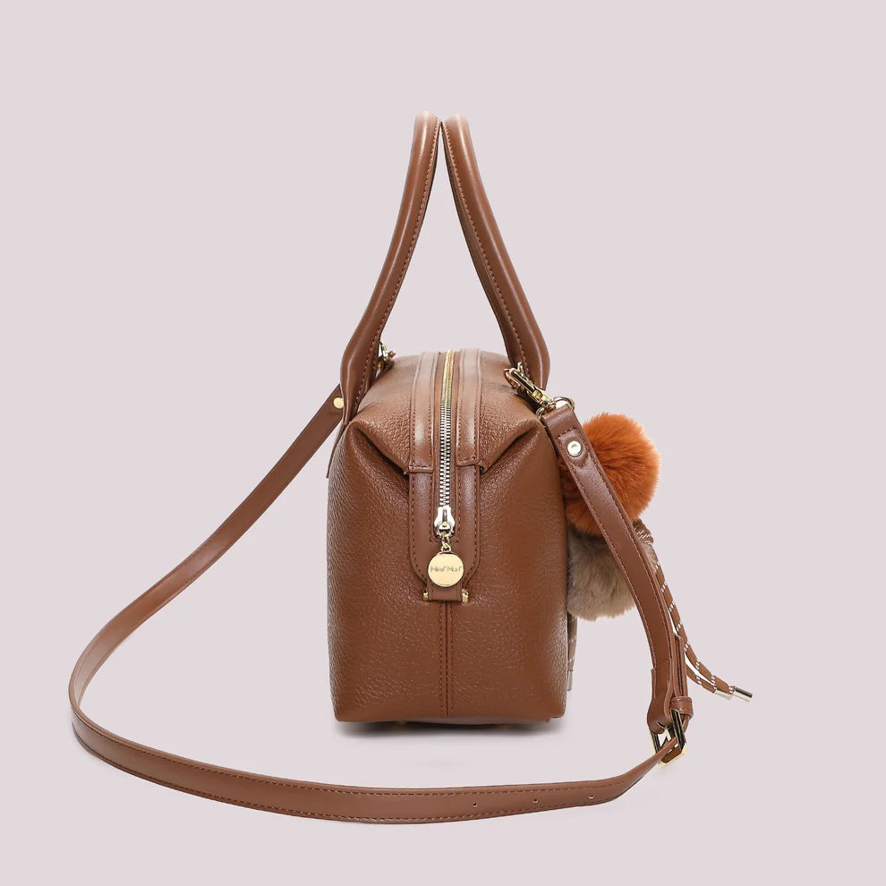 BORSA BAULETTO MIMI' MUA' MARRONE CON DETTAGLIO APPESO