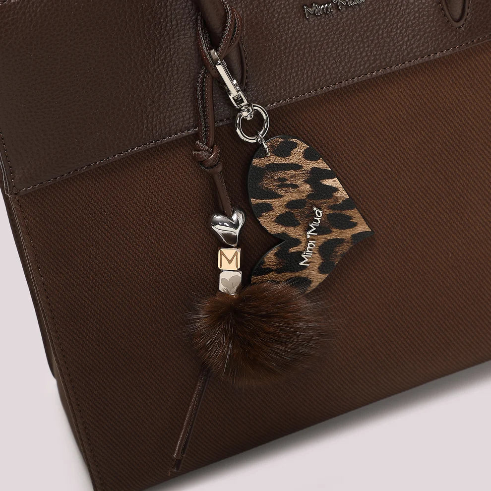 BORSA TOTE  CON CHARM CUORE MIMI' MUA' COLORE MORO