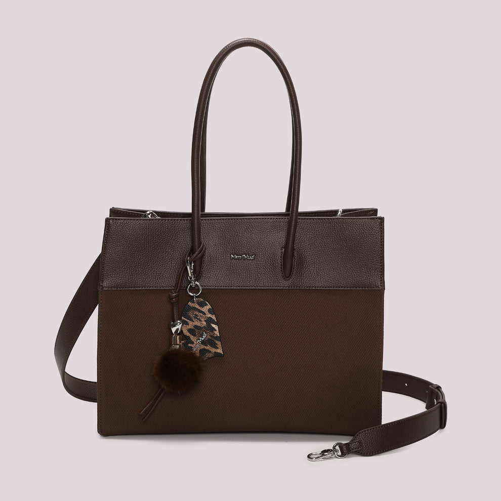 BORSA TOTE  CON CHARM CUORE MIMI' MUA' COLORE MORO