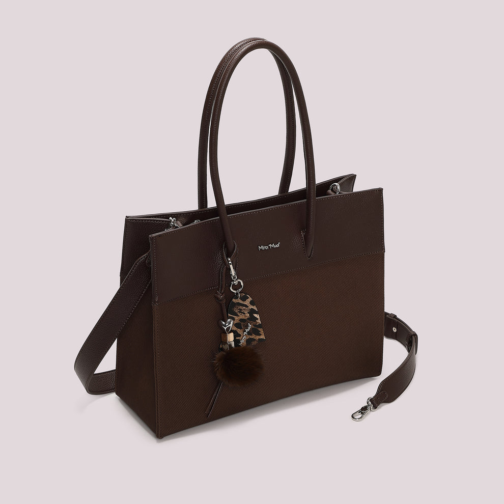 BORSA TOTE  CON CHARM CUORE MIMI' MUA' COLORE MORO