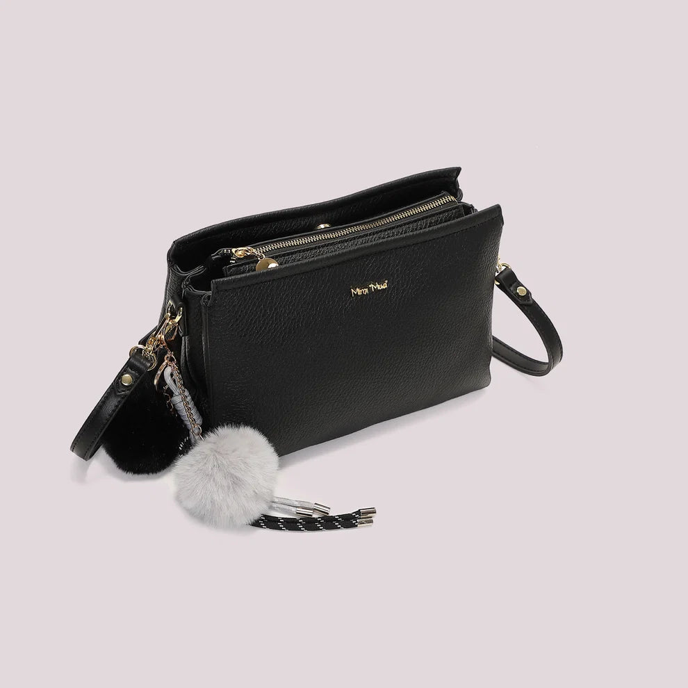 BORSA A TRACOLLA  MIMI' MUA' COLORE NERO  CON DETTAGLIO APPESO