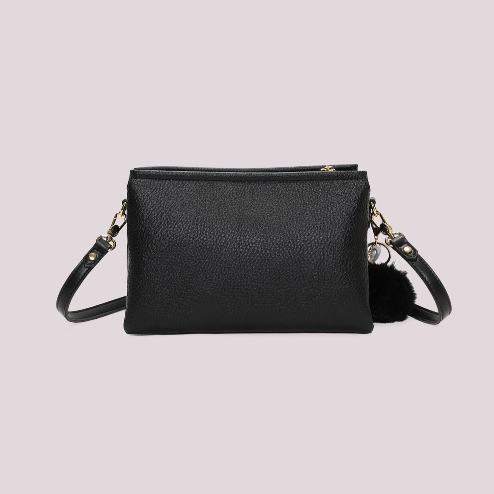 BORSA A TRACOLLA  MIMI' MUA' COLORE NERO  CON DETTAGLIO APPESO
