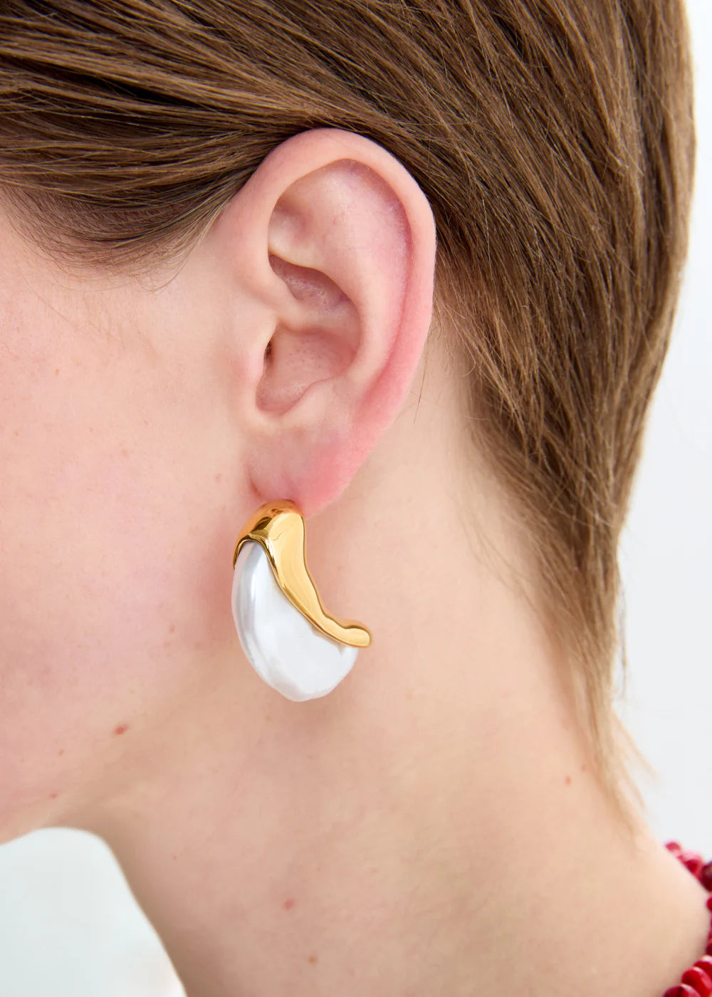 ORECCHINI PENDENTI CON PERLA BIANCO/ORO NALI