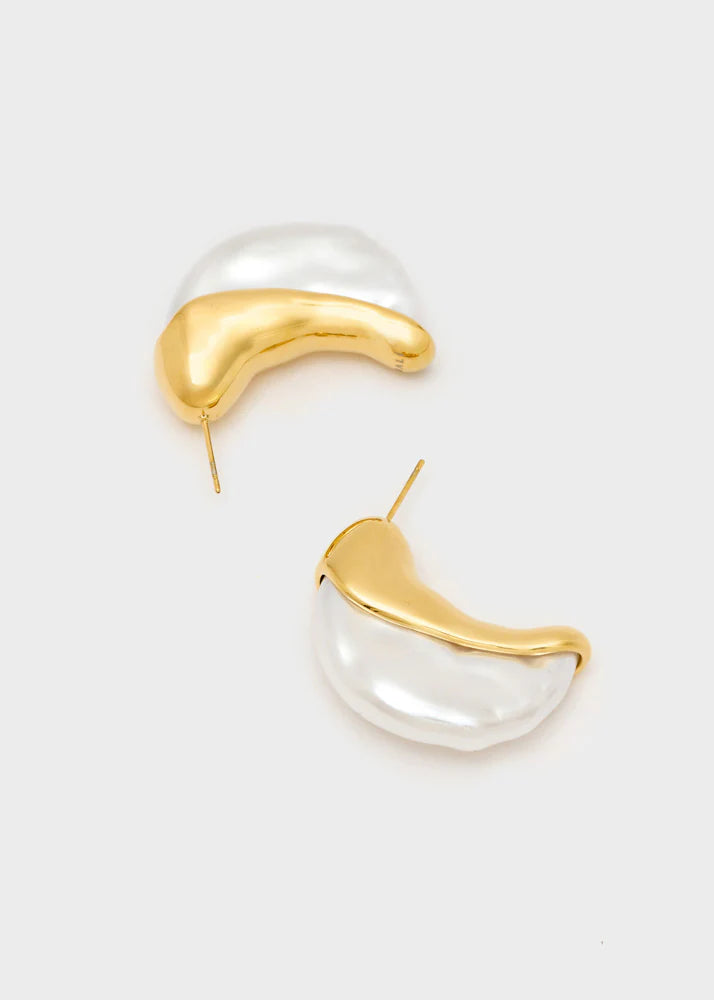 ORECCHINI PENDENTI CON PERLA BIANCO/ORO NALI