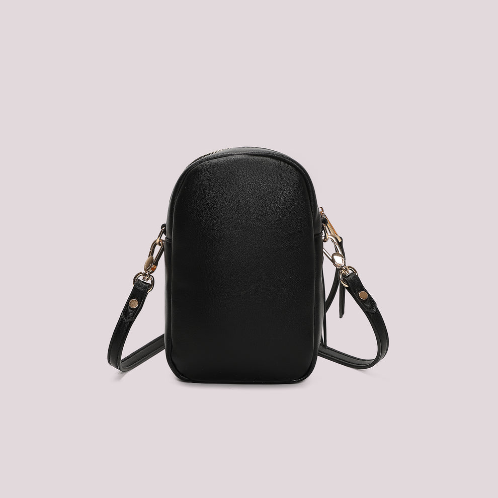 PORTA CELLULARE TRAPUNTATO MIMI' MUA' COLORE NERO