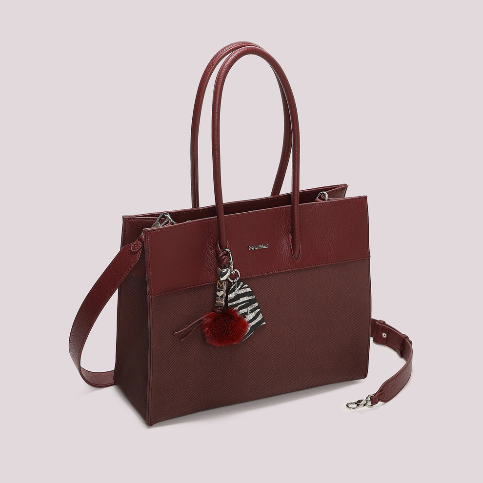 BORSA TOTE CON CHARM E CUORE MIMI' MUA' COLORE PRUGNA