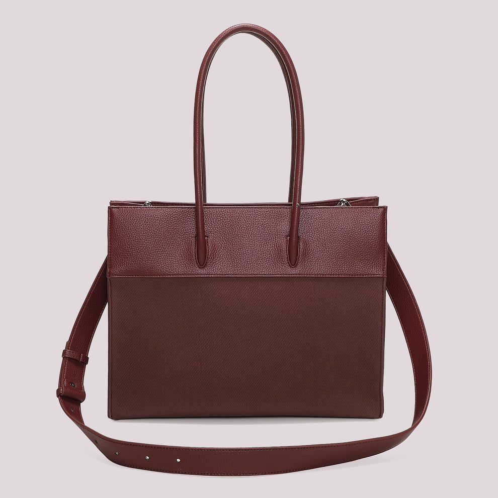 BORSA TOTE CON CHARM E CUORE MIMI' MUA' COLORE PRUGNA