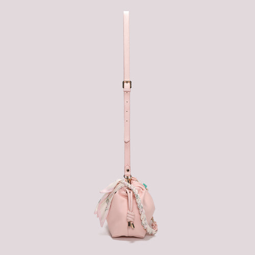 BORSA A TRACOLLA CON FOULARD COLORE ROSA