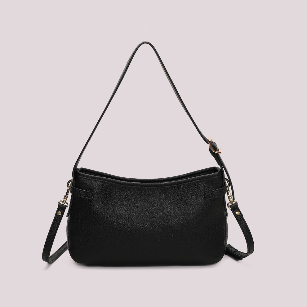 BORSA A SPALLA CON LETTERE MIMI' MUA' COLORE NERO