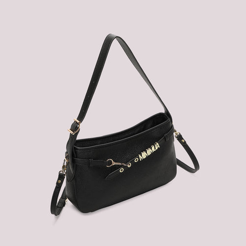 BORSA A SPALLA CON LETTERE MIMI' MUA' COLORE NERO