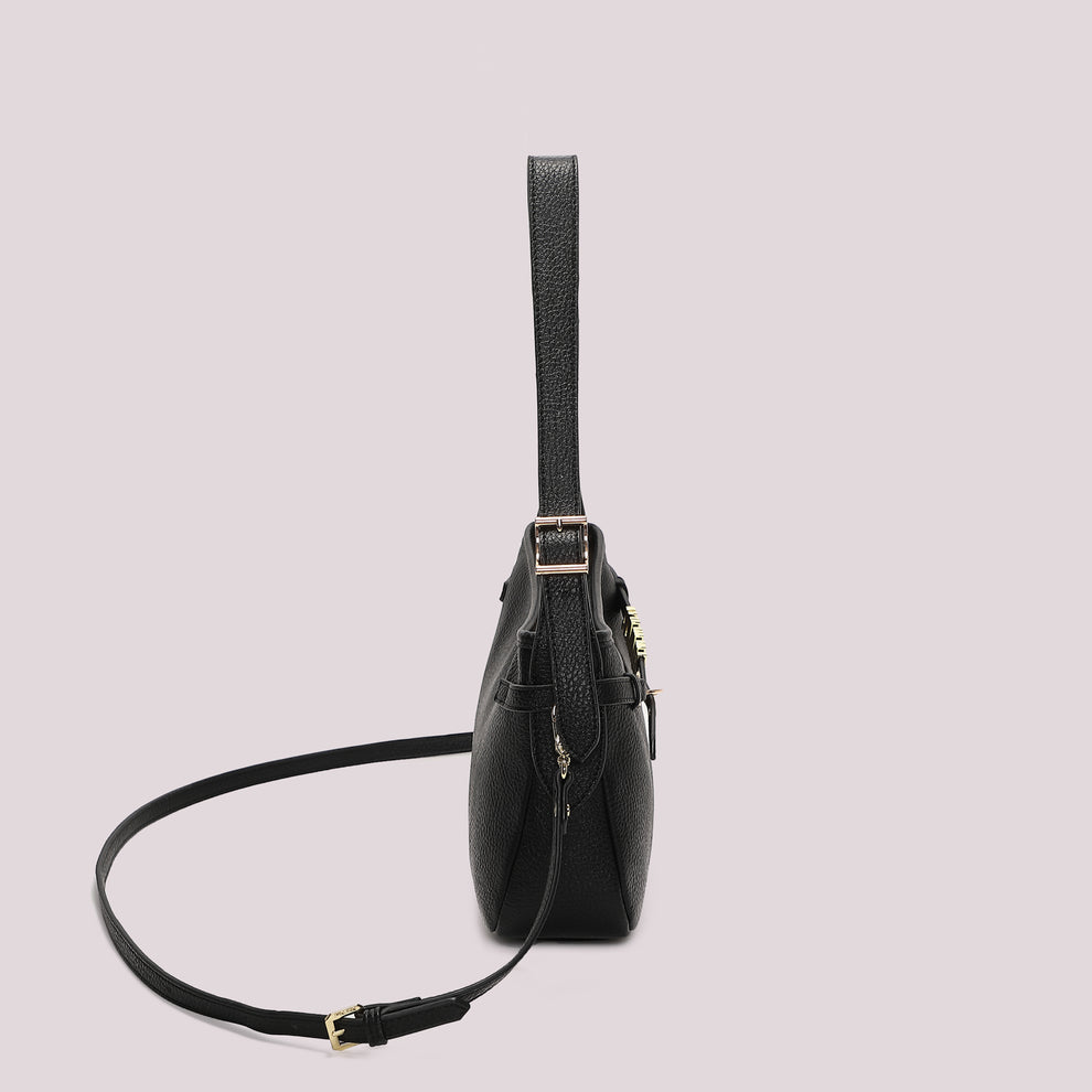 BORSA A SPALLA CON LETTERE MIMI' MUA' COLORE NERO
