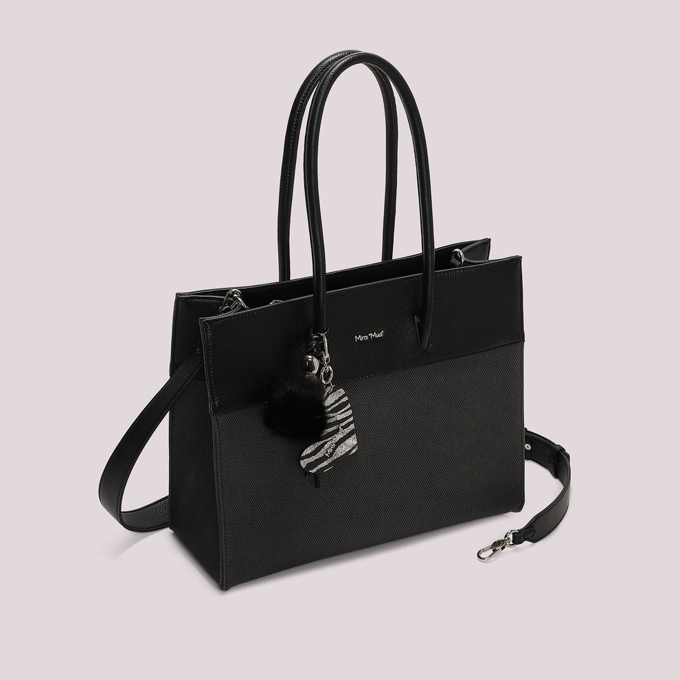 BORSA TOTE CON CHARM E CUORE MIMI' MUA' COLORE NERO