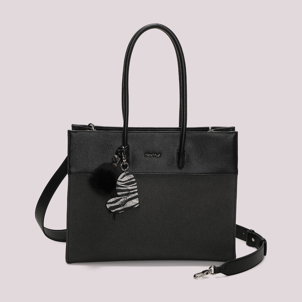 BORSA TOTE CON CHARM E CUORE MIMI' MUA' COLORE NERO