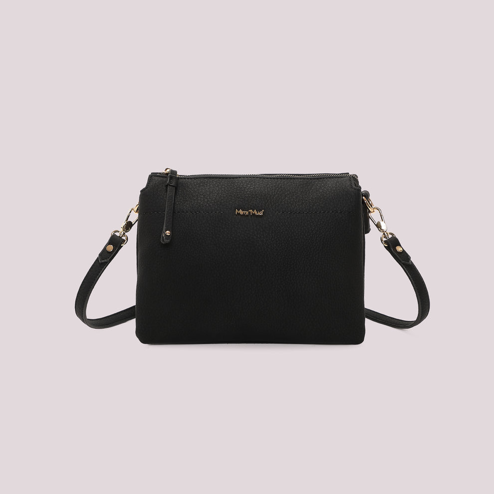 BORSA A TRACOLLA NERA MIMI' MUA' FIANCO EFFETTO CAMOSCIO