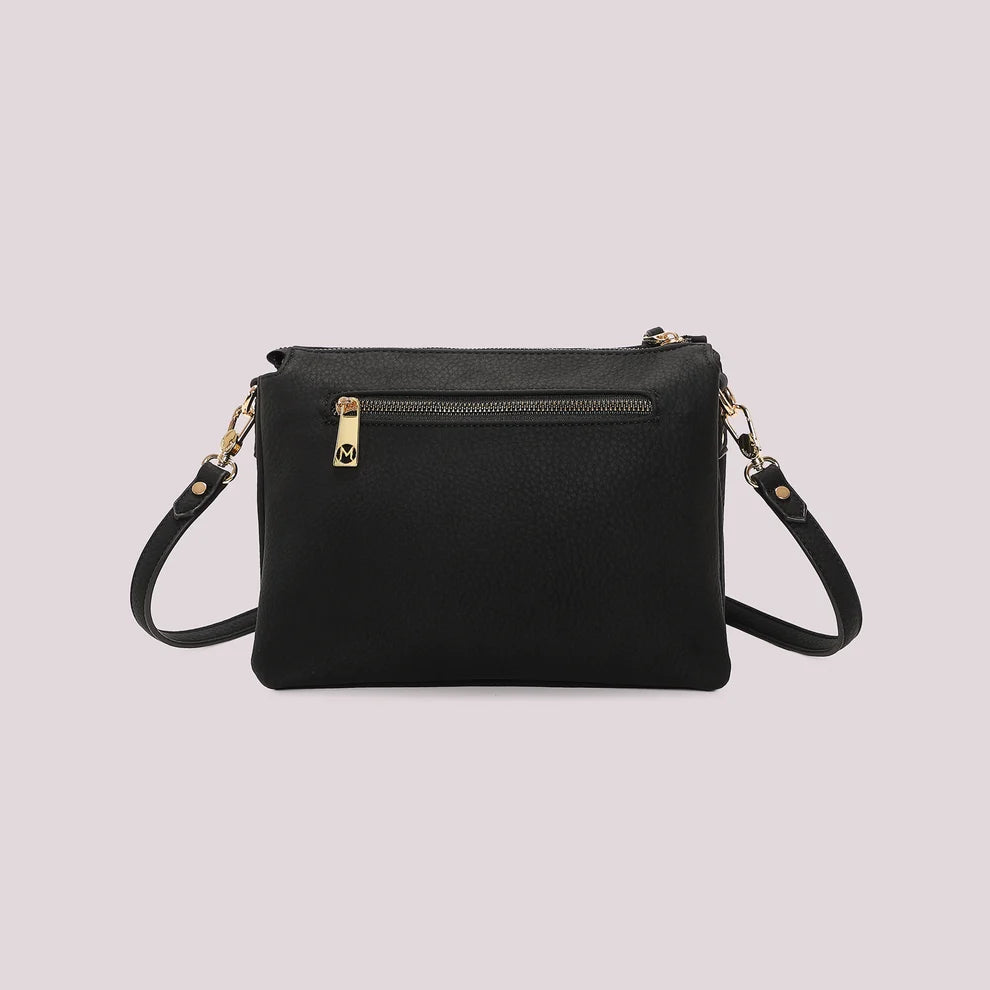 BORSA A TRACOLLA NERA MIMI' MUA' FIANCO EFFETTO CAMOSCIO