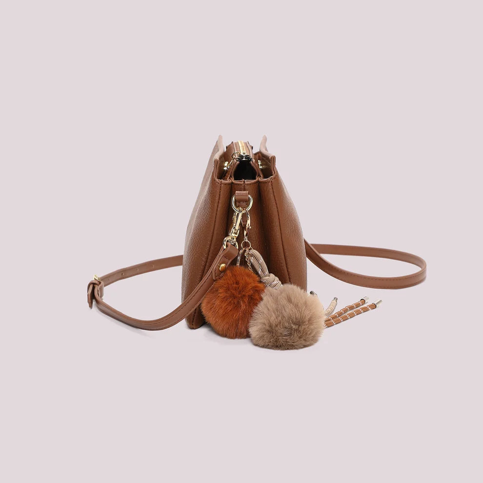 BORSA A TRACOLLA CON DETTAGLIO APPESO MIMI' MUA' COLORE CUOIO