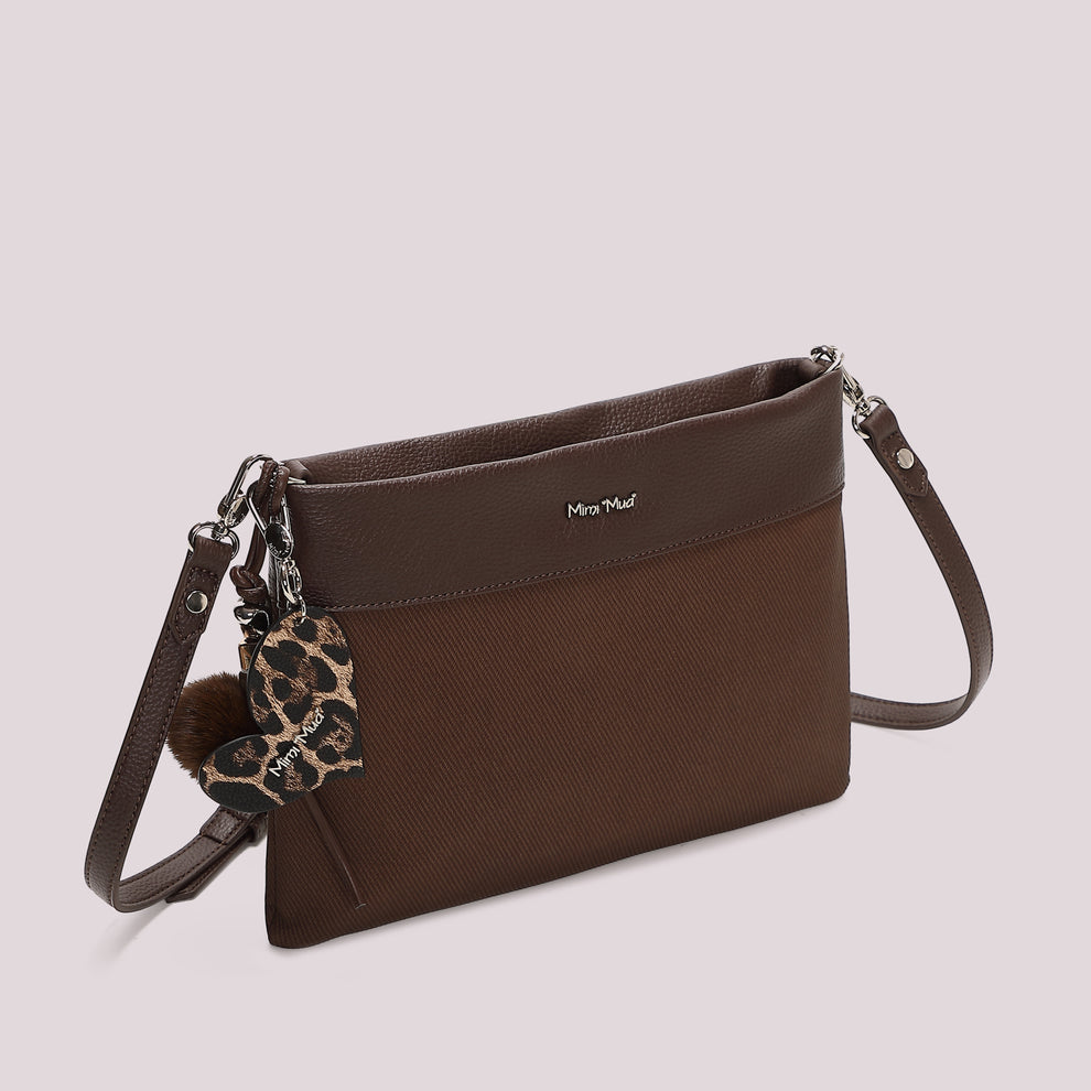 BORSA A BUSTA CON CHARM CUORE MIMI' MUA' COLORE MORO