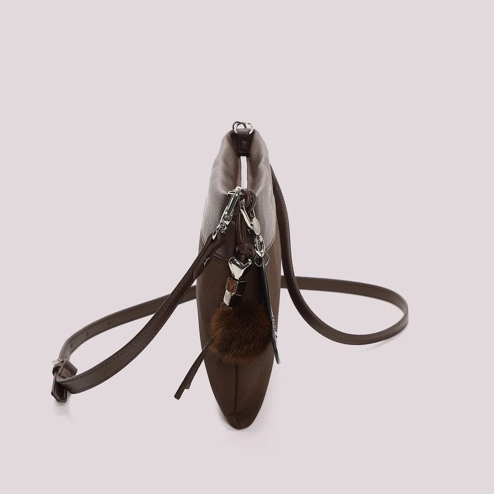BORSA A BUSTA CON CHARM CUORE MIMI' MUA' COLORE MORO