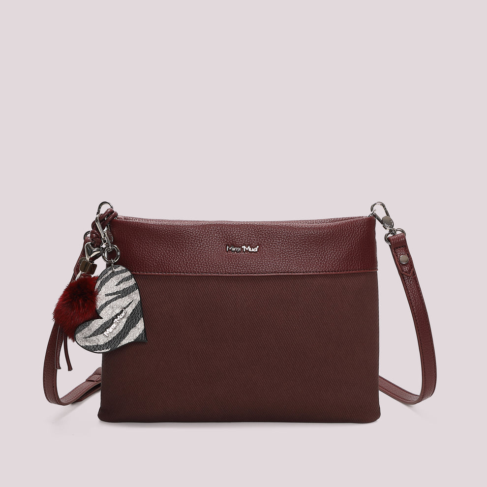 BORSA  ABUSTA CON CHARM E CUORE MIMI' MUA' COLORE PRUGNA