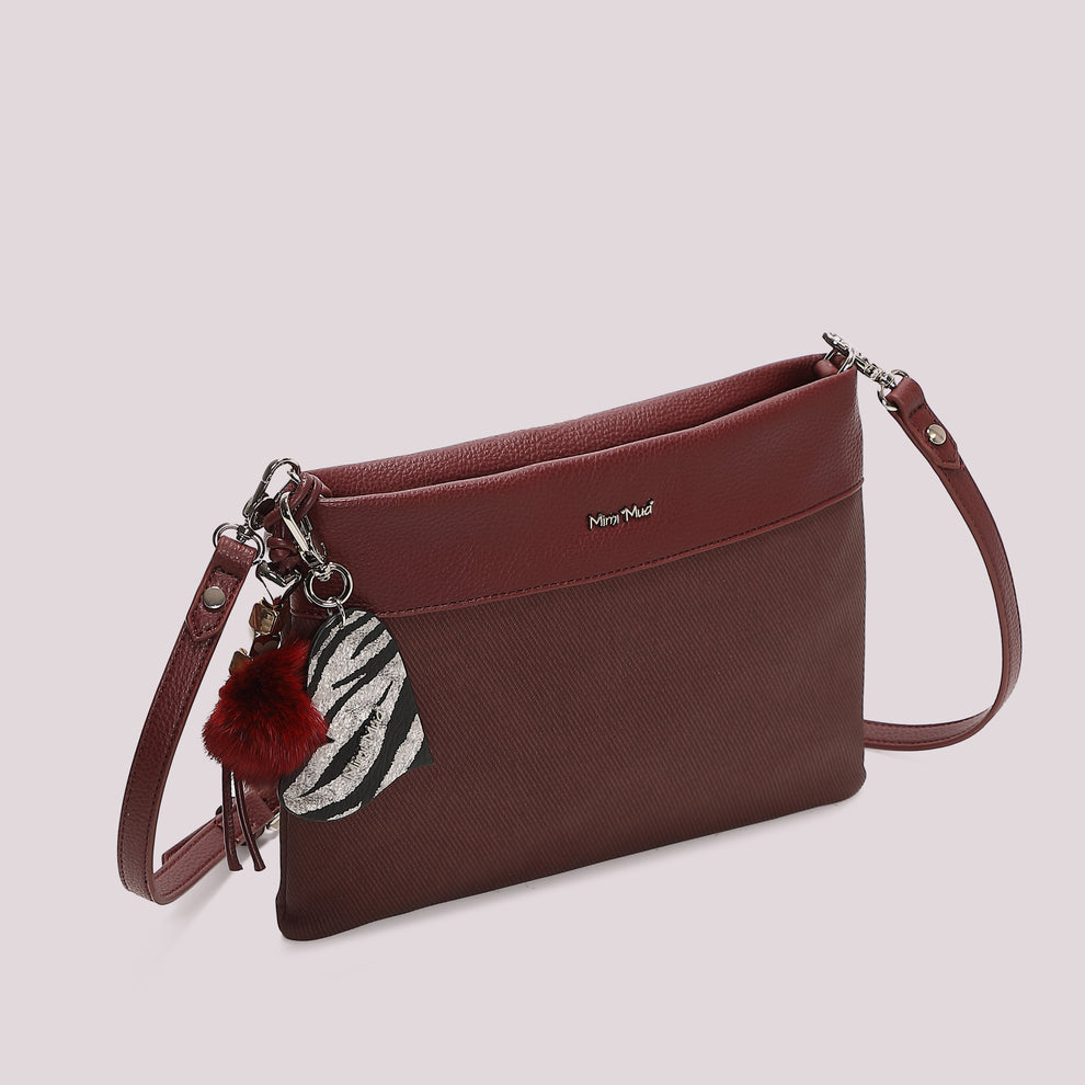 BORSA  ABUSTA CON CHARM E CUORE MIMI' MUA' COLORE PRUGNA