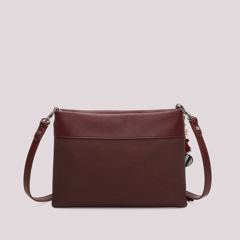 BORSA  ABUSTA CON CHARM E CUORE MIMI' MUA' COLORE PRUGNA