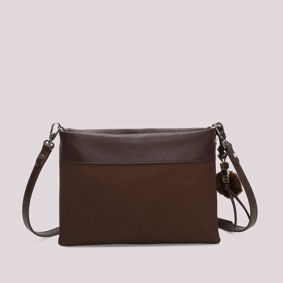 BORSA A BUSTA CON CHARM CUORE MIMI' MUA' COLORE MORO