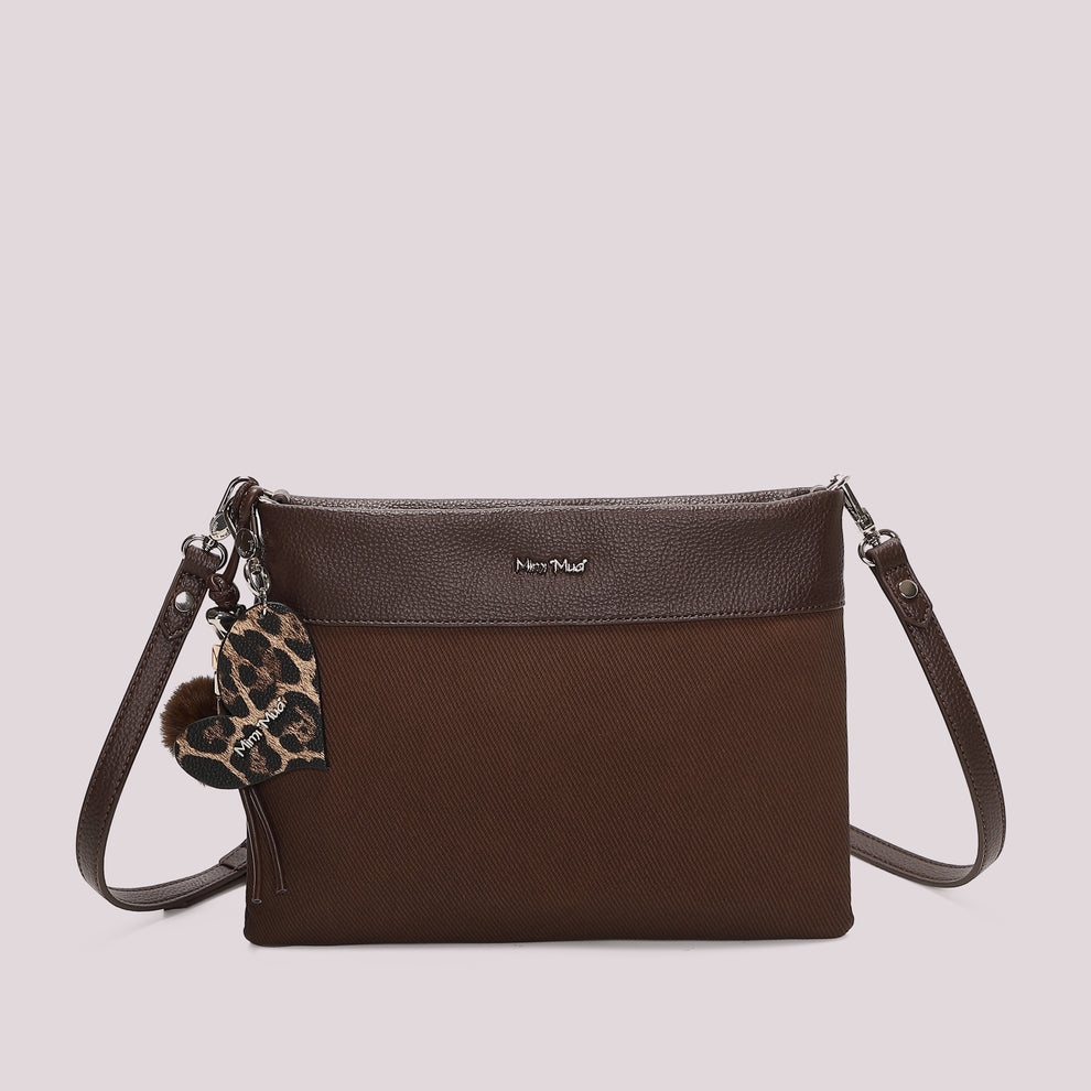 BORSA A BUSTA CON CHARM CUORE MIMI' MUA' COLORE MORO