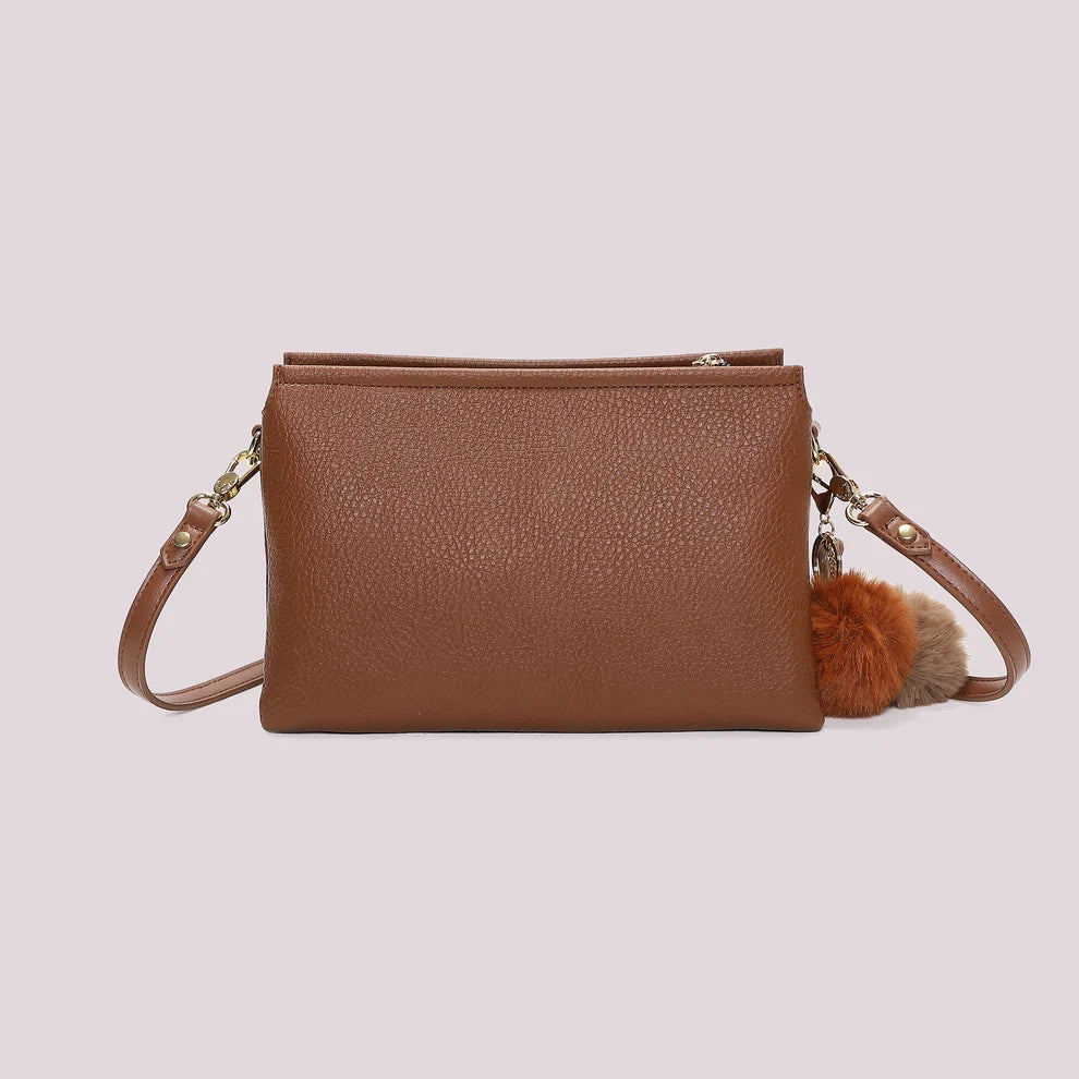 BORSA A TRACOLLA CON DETTAGLIO APPESO MIMI' MUA' COLORE CUOIO