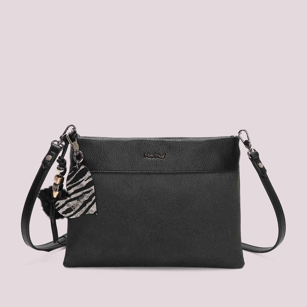 BORSA A BUSTA CON CHARM CUORE MIMI' M UA' COLORE NERO