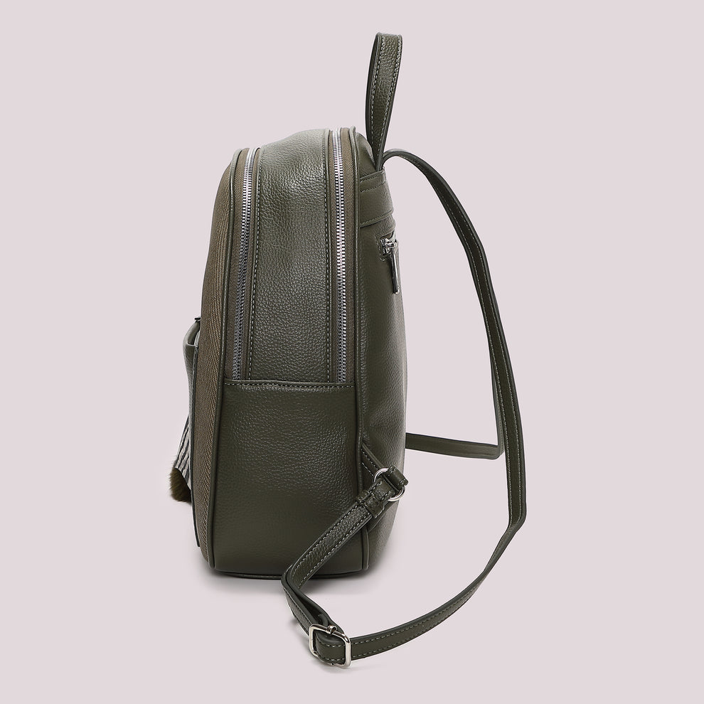 ZAINO CON CHARM E CUORE MIMI' MUA' COLORE VERDE MILITARE