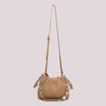 BORSA A TRACOLLA CON FOULARD COLORE TAUPE