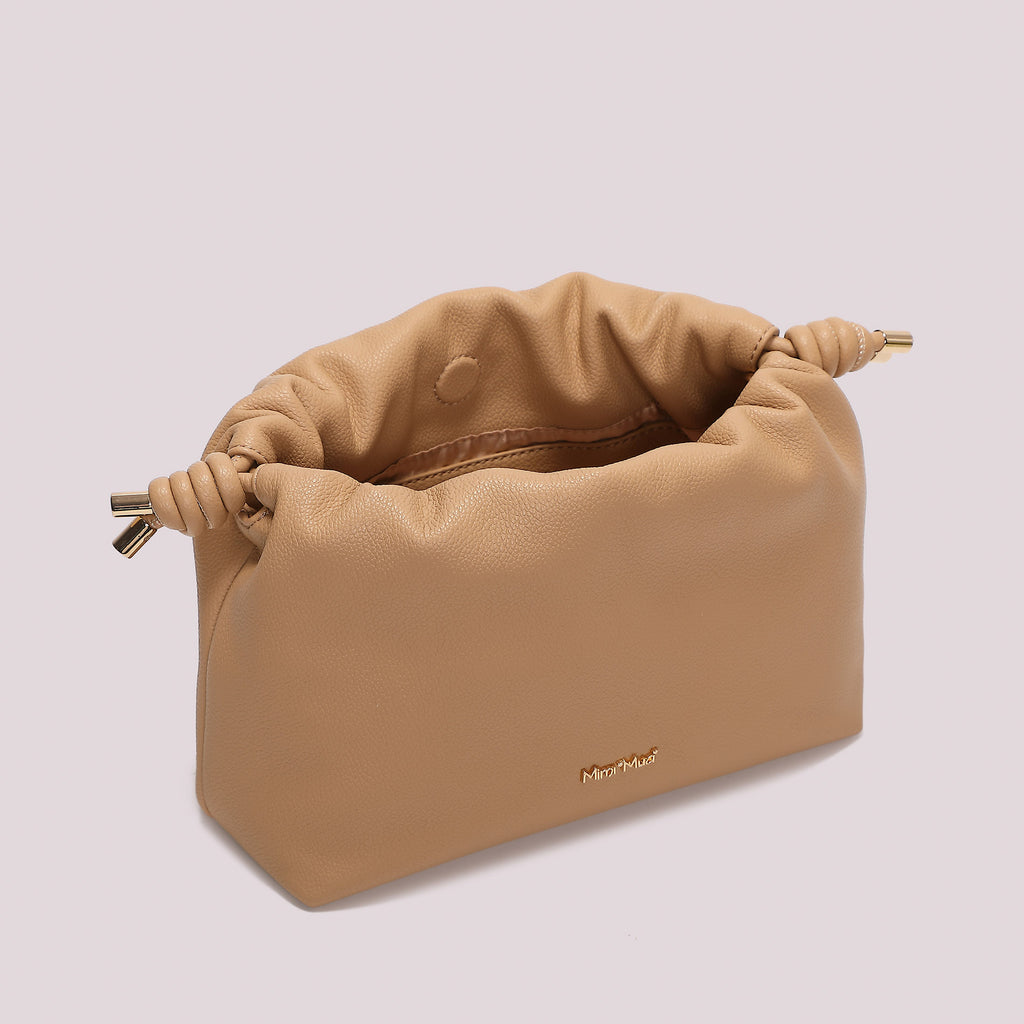 BORSA A TRACOLLA CON FOULARD COLORE TAUPE