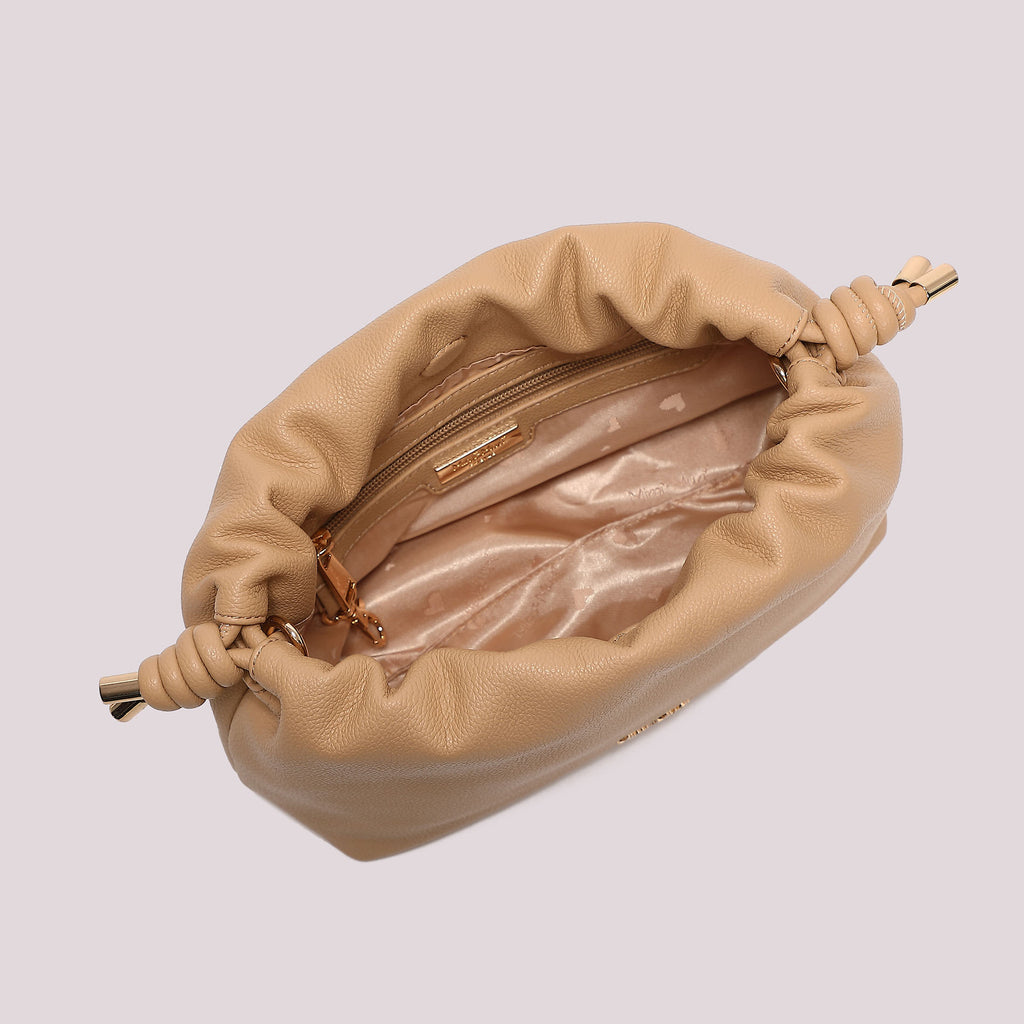BORSA A TRACOLLA CON FOULARD COLORE TAUPE