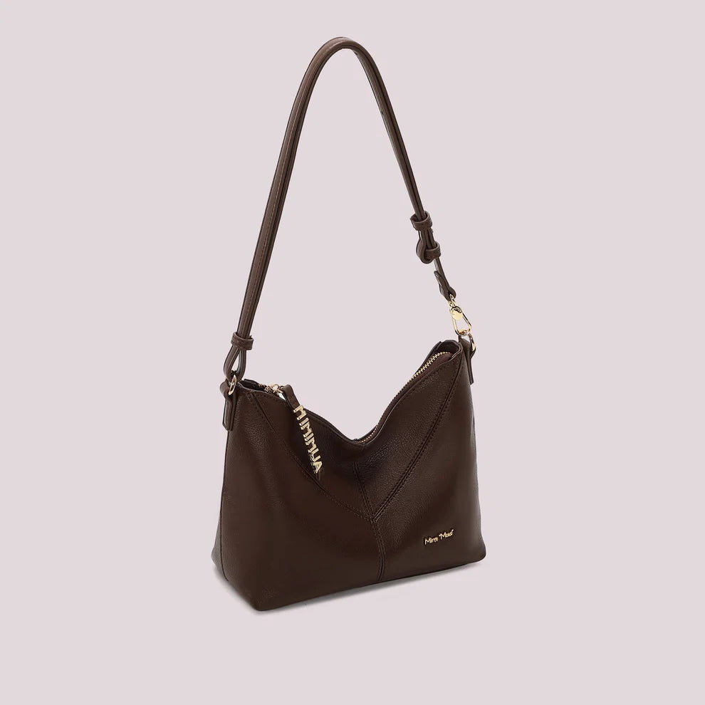 BORSA A TRACOLLA CON LETTERE MIMI' MUA' COLORE MORO