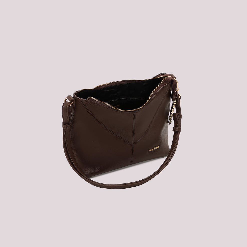 BORSA A TRACOLLA CON LETTERE MIMI' MUA' COLORE MORO